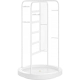 Sieradenstandaard, draaibare sieradenhouder, 4 afzonderlijke gebieden, metalen frame, sieradenopslag voor halskettingen, armbanden, oorbellen, oorstekers, ringen, cadeau-idee, wit
