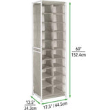 Schoenenrek, praktische schoenenkast met metalen frame voor de entree of de bergruimte, schoenenrek met 20 royale vakken, beige/bruin