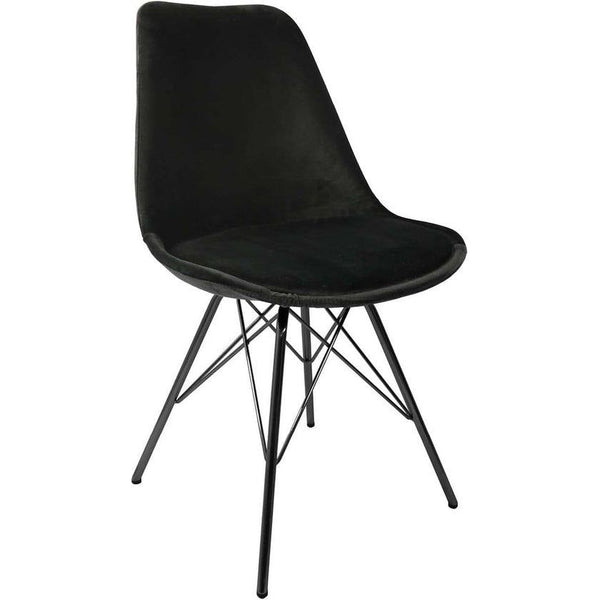 Eetkamerstoel, fluweel, zwart, modern en hoogwaardig, hoogwaardige materialen, verkrijgbaar in vele kleuren. Translation: Eetkamerstoel, velvet, zwart, modern en hoogwaardig, gemaakt van hoogwaardige materialen, verkrijgbaar in vele kleuren.