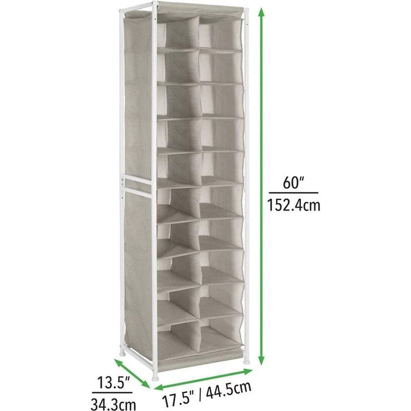 Schoenenrek, praktische schoenenkast met metalen frame voor de entree of de bergruimte, schoenenrek met 20 royale vakken, beige/bruin