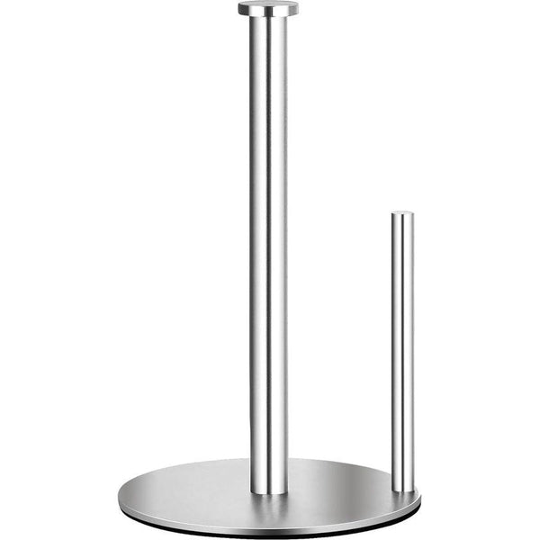 Keukenrolhouder staand RVS, keukenrolhouder voor standaard en grote rollen, voor keuken- en eettafelwerkblad (zilver)