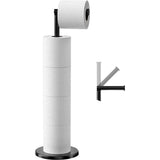 Staande toiletpapierhouder, staand, staand, wc-rolhouder zonder boren, vrijstaande wc-rolhouder, toiletpapierhouder, toiletpapier opbergen (zwart)