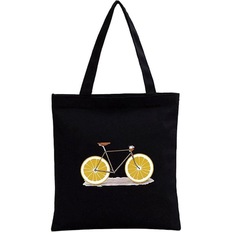 Herbruikbare boodschappentassen, katoenen boodschappentas, herbruikbare draagtas, zwarte schoudertas (35 x 30 cm), zwart