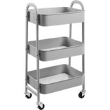 Opbergwagen 3-laags metalen gereedschapswagen Rollende kar Organizer Trolley met wielen voor keuken Make-up Badkamer Kantoor, grijs