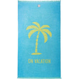 On Vacation Strandhanddoek, XXL, 100 x 180 cm, groot, blauw, lichtblauw, 100% katoen, gecertificeerd, duurzaam geproduceerd in Portugal