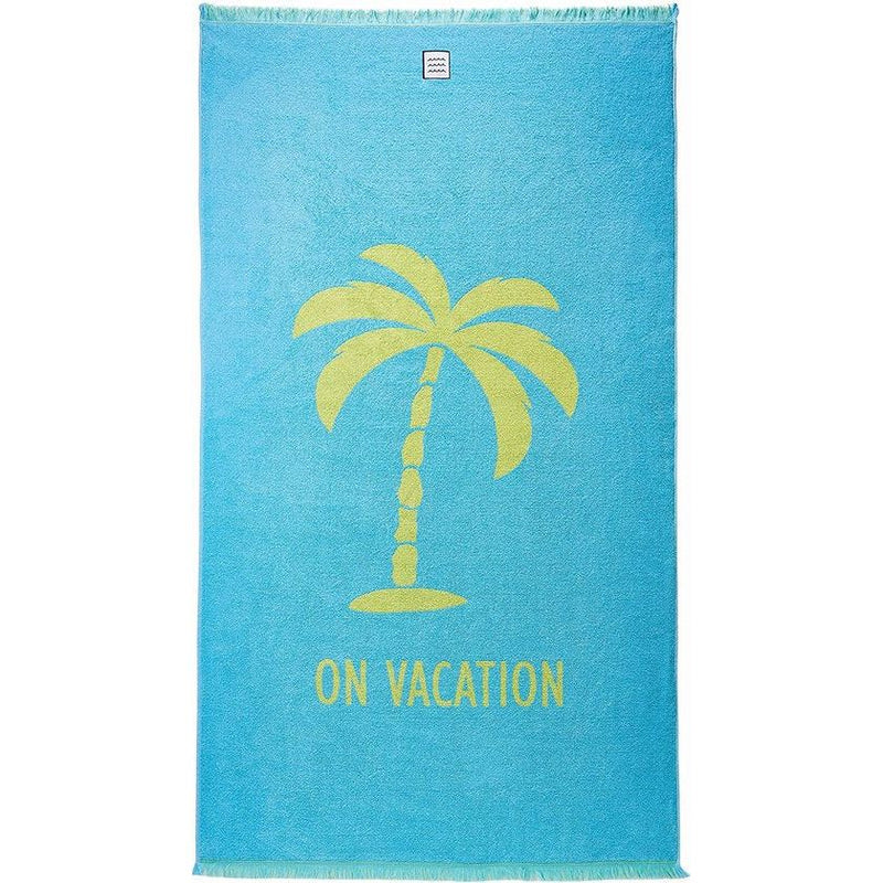 On Vacation Strandhanddoek, XXL, 100 x 180 cm, groot, blauw, lichtblauw, 100% katoen, gecertificeerd, duurzaam geproduceerd in Portugal