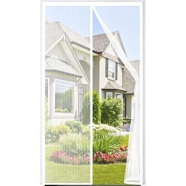 Vliegengaas, magnetisch, insectenwerend, 90 x 220 cm, vliegengordijn voor terrasdeur, balkondeur, terrasdeur, kelderdeur, sterkere magneten, klittenbandmontage zonder boren, wit