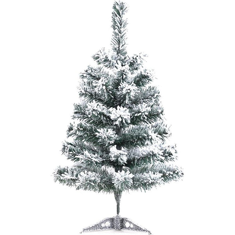 Kunstmatige sneeuwbedekte kerstboom, 45 cm, kunstkerstboom, mini-kerstboom, kleine kerstboom, mini-dennenboom voor tafel, wit