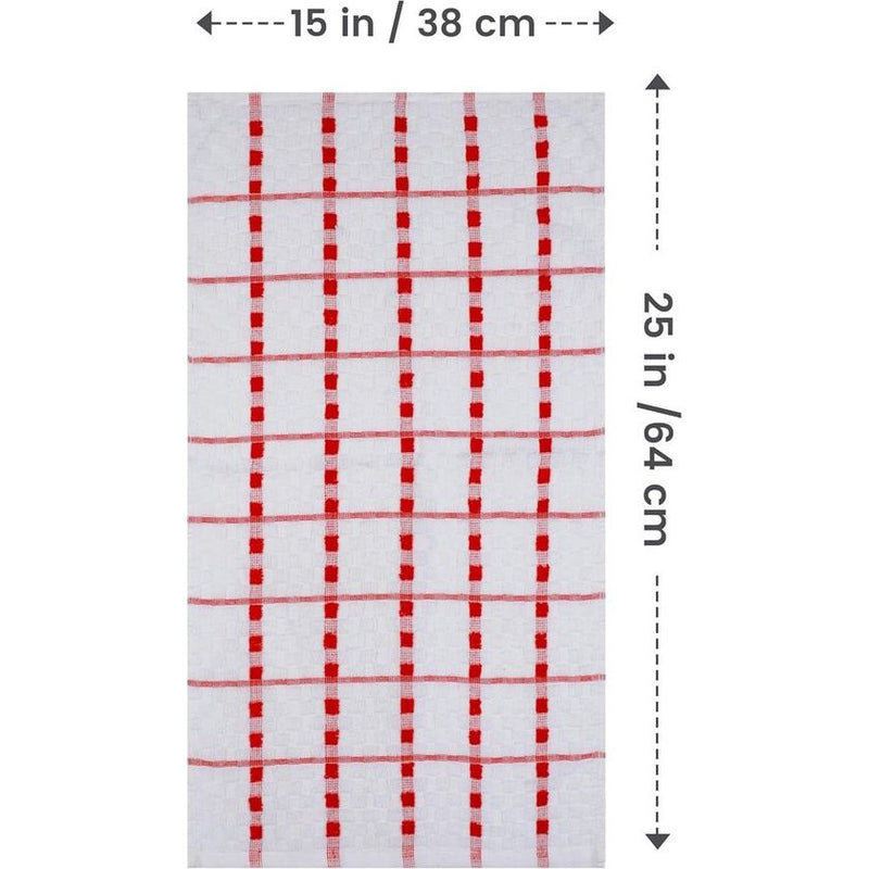 Set van 12 theedoeken, keukendoeken, 38 x 64 cm, katoenen theedoek, machinewasbaar (rood en wit)
