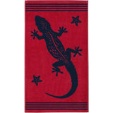 Beach handdoc serie Tropical, 100% katoen, verkrijgbaar in verschillende matten en kleuren, Gecko rood, 100 x 180 cm