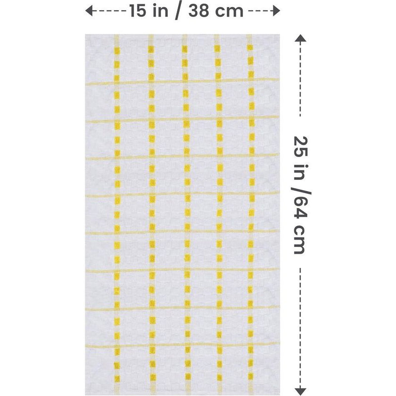 Set van 12 theedoeken, 38 x 64 cm, katoenen theedoeken, machinewasbaar (geel en wit)