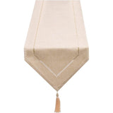 Tafelloper linnen beige 32 x 275 cm, tafelloper linnenlook hoogwaardige tafelloper effen kleur, modern onderhoudsvriendelijk tafelloper voor eettafel, salontafel, restaurant, decoratie