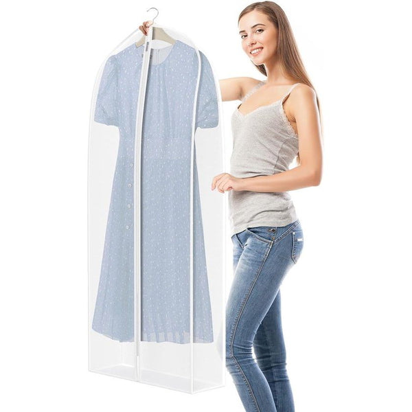 Set van 3 kledingtassen, doorzichtige organza reistas, kledingtassen met ritssluiting, 50" ademende kledinghoes voor heren en dames voor lange jurken, jassen, jassen, pakken, 127 x 60 x 17 cm