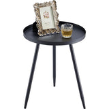 Bijzettafel van metaal, rond, diameter 41 cm, hoogte 49 cm, woonkamertafel met beschermende rand, Scandinavische stijl, dessert, banktafel voor woonkamer, slaapkamer, zwart/zwart