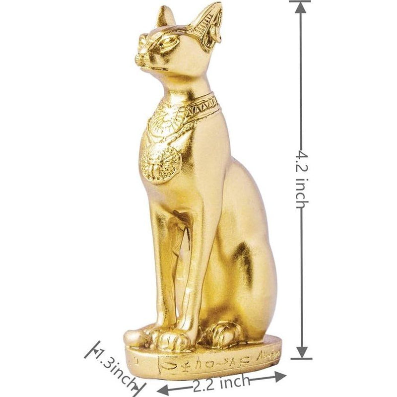 Egyptische kattengodin Bastet standbeeld 2 stuks verzamelbare dierenbeelden Egyptische decoratie (4,2 inch, goud) Egyptische kattengodin Bastet standbeeld 2 stuks verzamelbare dierenbeelden Egyptische decoratie (4,2 inch, goud)
