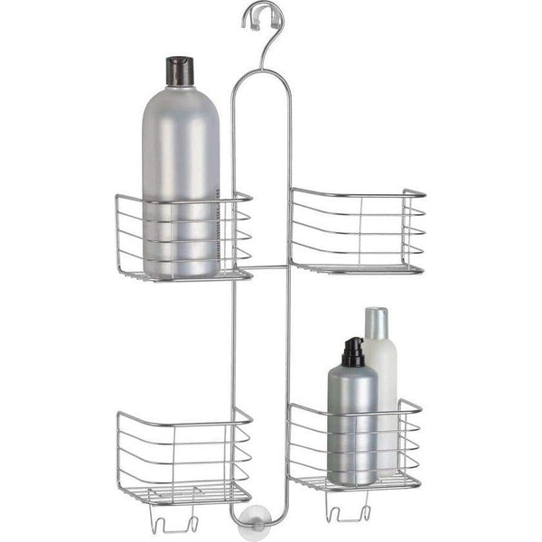 Doucheplank voor badkamer - 4 opbergmanden - Doucheplank voor shampoo, conditioner, douchegel en andere badkameraccessoires - Extra grote doucheopslag - Kleur: Zilver