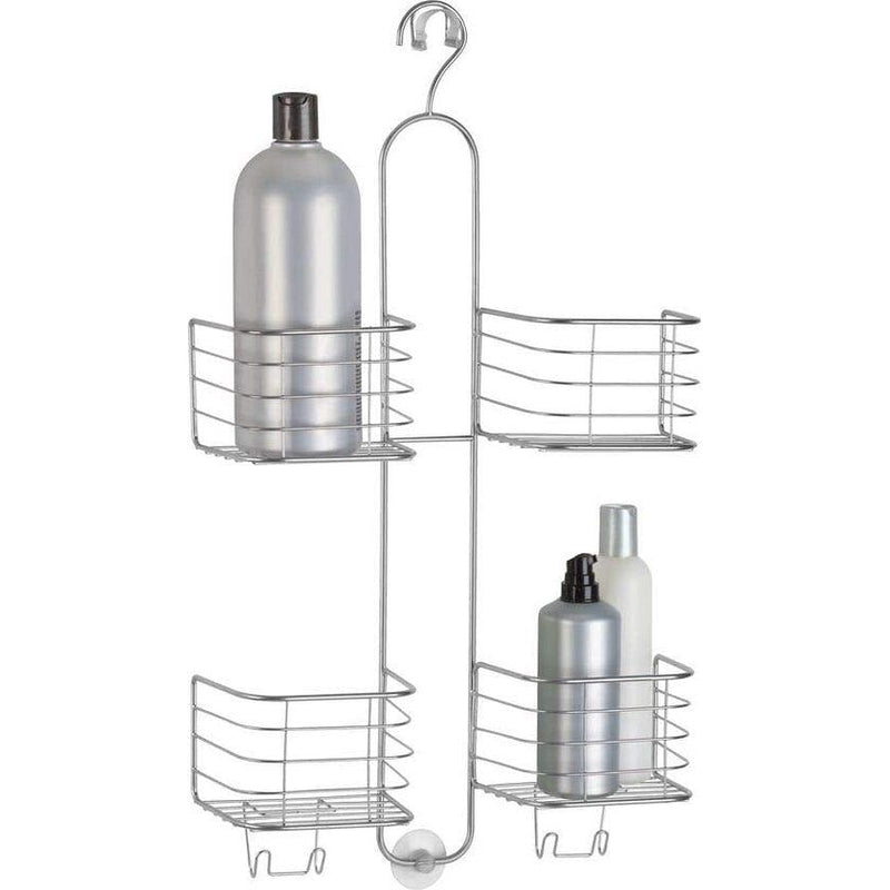 Doucheplank voor badkamer - 4 opbergmanden - Doucheplank voor shampoo, conditioner, douchegel en andere badkameraccessoires - Extra grote doucheopslag - Kleur: Zilver