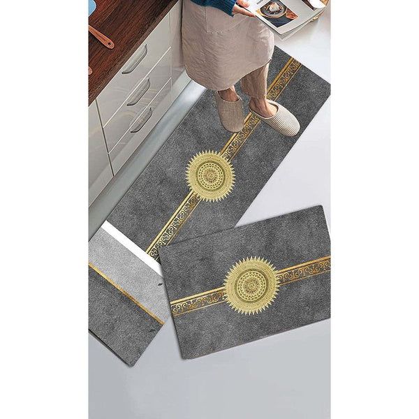 Life keukentapijten, set van 2, antislip keukenmatten, water- en olieabsorptie, keukenmatten, deurmattenset, stofdichte deurmat voor binnen, 40 x 60 + 40 x 120 cm