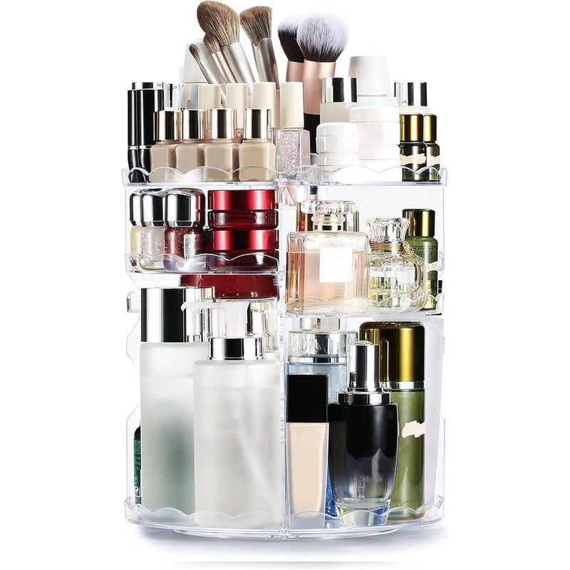 Make-up organizer, 360 graden draaibaar, cosmetica-organizer, beauty-organizer met golfvorm, make-up-opslag, cosmeticabox voor commode, dressoir, slaapkamer, badkamer, transparant