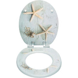 WOLTU - Premium wc-bril toiletbril met softclose - MDF houten kern, softclose-scharnier, antibacterieel, design decoratie - Strand