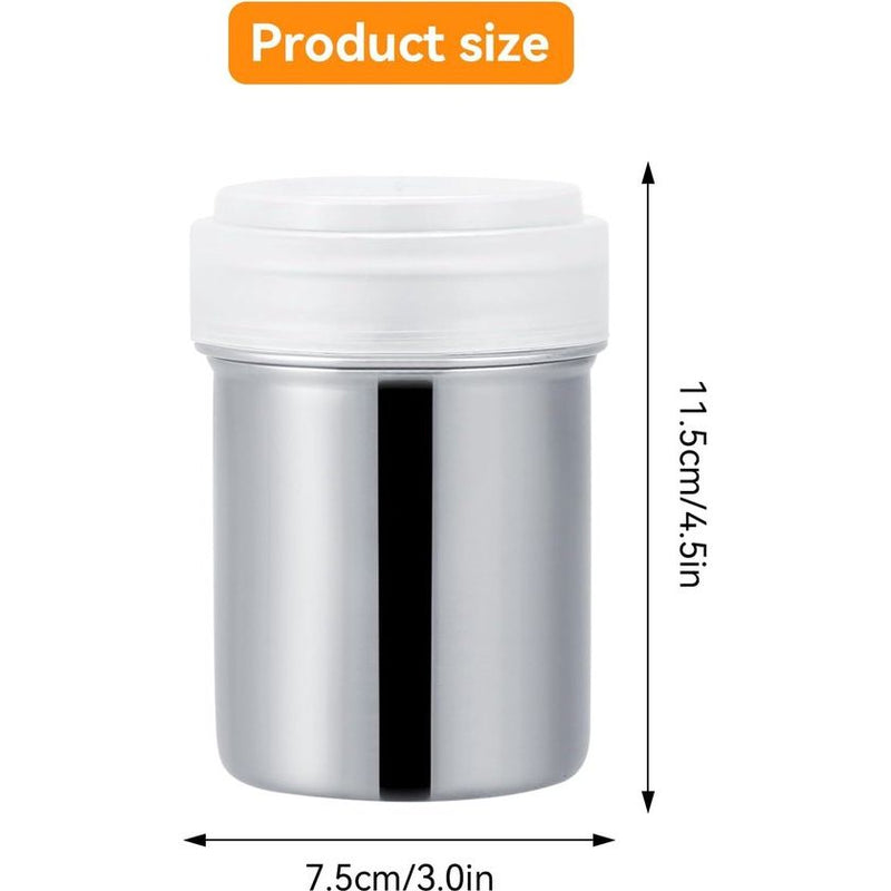 Cacaostrooier, poedersuiker-shaker, roestvrij stalen strooier, poedersuiker strooier met vershouddeksel, cacaostrooier, chocolade strooier voor chocolade, poedersuiker, zout, cacao, meel, koffie