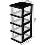 Clearview Plastic 4 opbergladen Opbergladewagen met 4 wielen voor thuis, kast, slaapkamer, badkamer, kantoor, wasruimte, keuken en schoolslaapzaal, zwart, set van 1