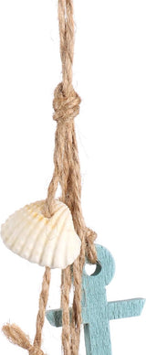 3 x hangdecoratie, maritiem, decoratie om op te hangen, zeester, anker en stuurwiel van hout, met schelpen, hangdecoratie (3 stuks, 38 cm)