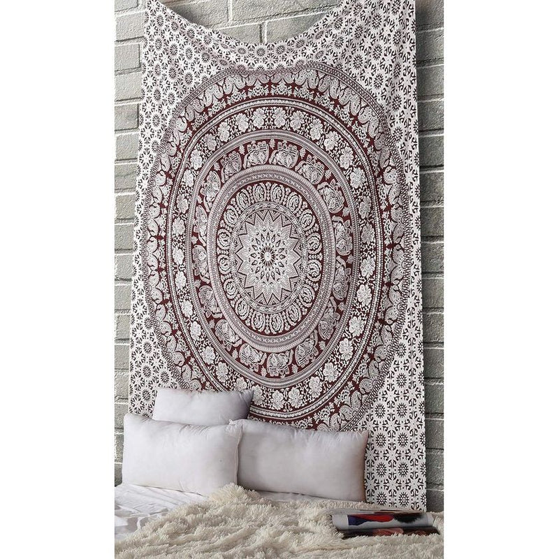 Mandala stoffen wandtapijt decoratieve strandhanddoek hippie tapijt olifant gooi tapijt 213x137 cm kastanjebruin Vertaling: Mandala stoffen wandtapijt decoratieve strandhanddoek hippie tapijt olifant gooi tapijt 213x137 cm kastanjebruin