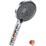 Douchekop waterbesparend, 8 l/min-YEAUPE PRO douchekop met filter, 6 straalsoorten, waterbesparende douchekop, drukverhogende spaarkop, douchekop regendouche groot (130 mm diameter), chroom