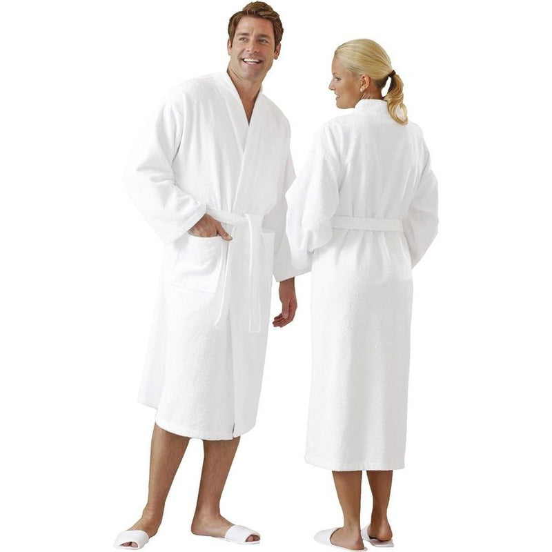 Badjas van katoen, verschillende maten, wit, kimonostijl