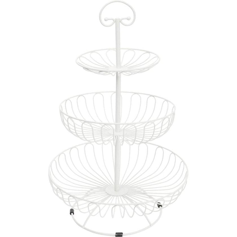3-trapse decoratieve fruitmand, wit, 33 x 33 cm
