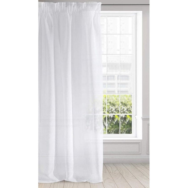 Gordijn glad transparant plooiband-1STK. Gordijnringen doorzichtig elegant hoogwaardig glamour, slaapkamer, woonkamer, etamine, stof, wit, 140x270 cm