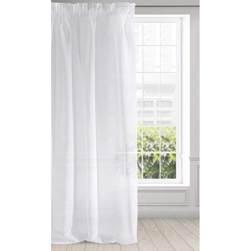 Gordijn glad transparant plooiband-1STK. Gordijnringen doorzichtig elegant hoogwaardig glamour, slaapkamer, woonkamer, etamine, stof, wit, 140x270 cm