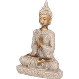 Boeddhabeeld Carving Standbeeld Boeddha Ambacht Meditatie Zittend Boeddhabeeld Carving Figuur Ambacht voor huisdecoratie Ornament (Een goud)