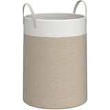 Wasmand gevlochten wasverzamelaar speelgoed opbergmand met handvat handgemaakt katoen wit en bruin