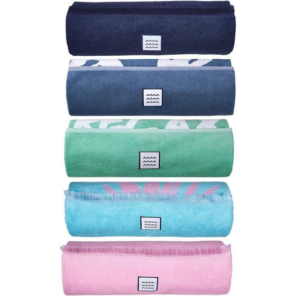 On Vacation Strandhanddoek, XXL, 100 x 180 cm, groot, blauw, lichtblauw, 100% katoen, gecertificeerd, duurzaam geproduceerd in Portugal