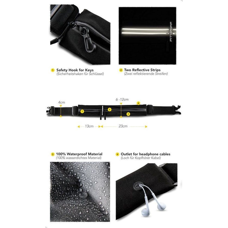 Hardloopgordel voor mobiele telefoon, looptas, joggen, heuptas, sportriem, hardloopriem voor joggen, hardlopen, sport, fitness, geschikt voor alle smartphones