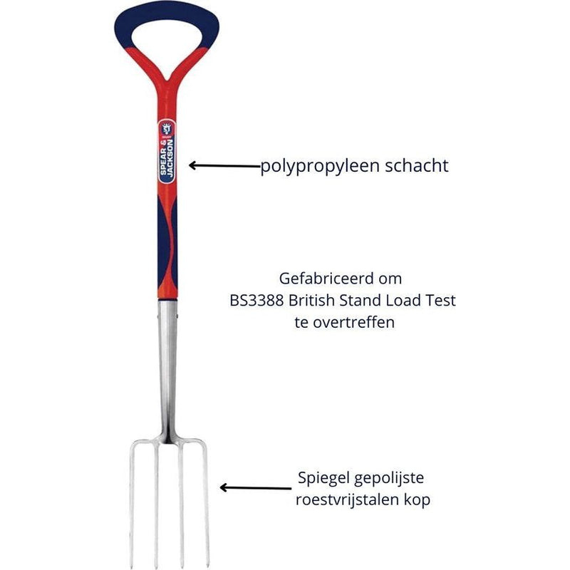 Spear & Jackson Select Spitvork RVS - Spitvork - woelvork - mestvork - Stainless Steel - hooihark - High Quality - 10JAAR Garantie