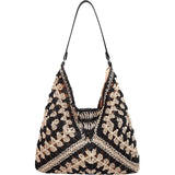 Strotas strandtassen voor dames, boho stro-schoudertassen, stro handtas dames basttas zomer mandtassen stro mesh tas voor strand zwembad beroep