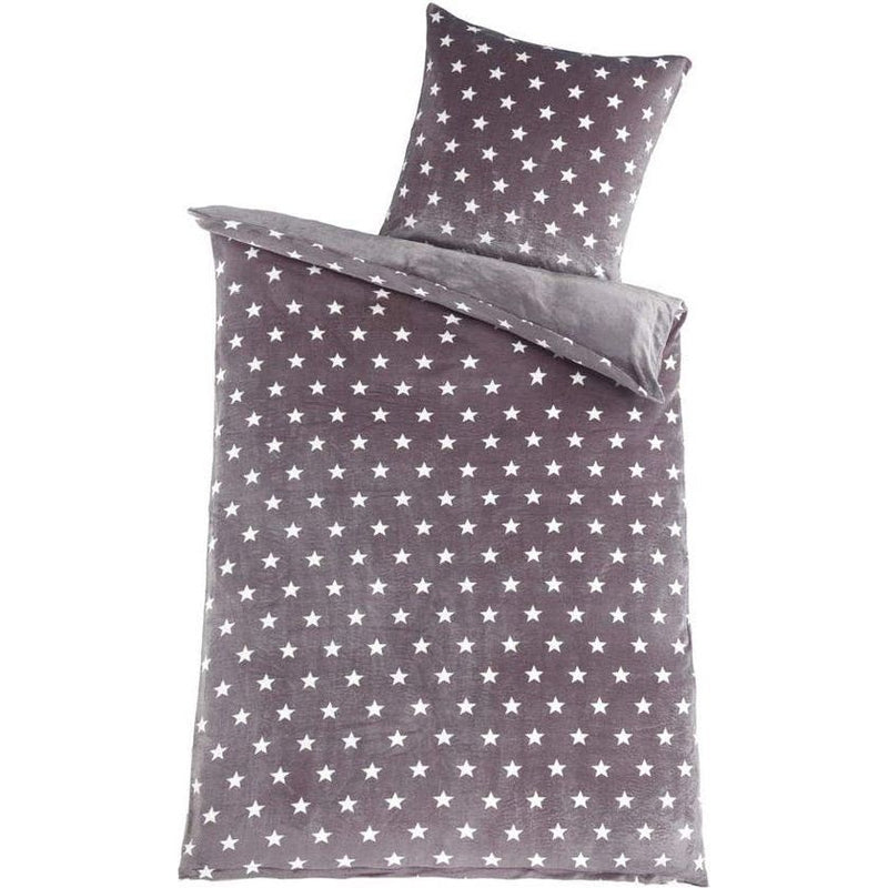 Warm Winter Püsch Star omkeerbaar beddengoed Nicky-Teddy 'Cashmere Touch' Coral Fleece in vele kleuren en maten, kleur: grijs, maat: 155 x 220 cm.