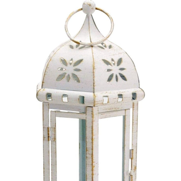 Rebecca Mobili Set van 2 kandelaars, decoratieve lantaarns, metalen glas, vintage stijl, voor kaarsbloemen, binnen buiten - afmetingen: 35 x 17,5 x 15,5 cm (HxBxD) - Art. KONING 6552