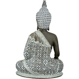 Decoratieve sculptuur van een zittende Boeddha-figuur - meditatie - bruin/wit - hoogte 35 cm.