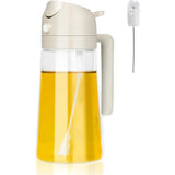 Oliesproeier, oliespuitfles met gratis buisborstel, spuitfles, olie-glas spuitfles voor koken, olie en azijndispenser, fles voor salade, grillen, bakken, pasta, 470 ml, met