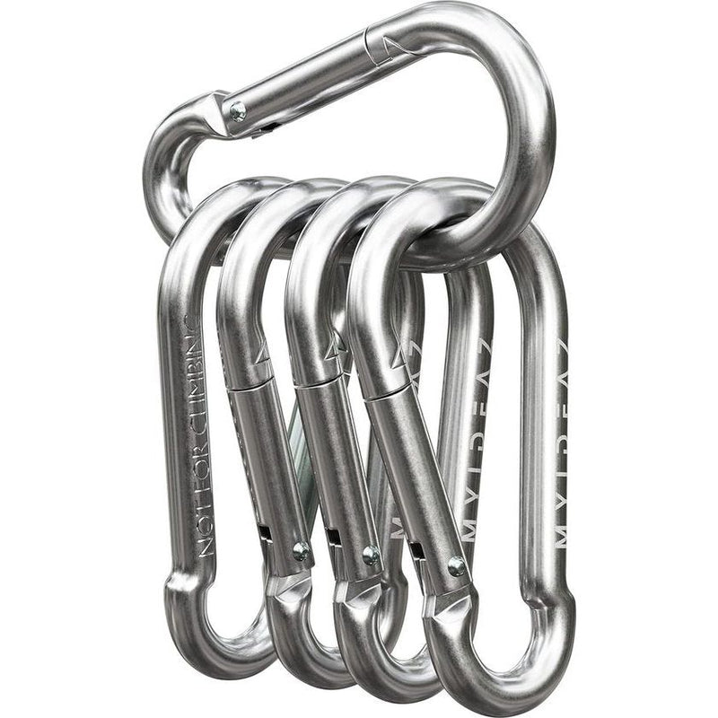 Karabijnhaakset (60 mm, 80 mm, 100 mm) met kliksluiting van hoogwaardig premium staal voor kamperen, wandelen, sleutelhangers, karabijnhaken van 120 kg tot 350 kg