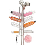Doucherek om op te hangen, praktisch, montage zonder boren, metaal, met mandjes en haken voor het opbergen van douche-accessoires, zilverkleuren