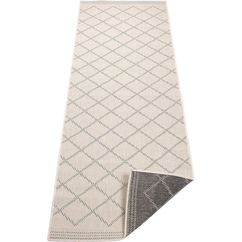 Tapijt voor binnen en buiten, 80 x 250 cm, omkeerbaar tapijt, weerbestendig, modern, geometrisch patroon, loper voor balkon, terras, tuin, serre, woonkamertapijt, waterdicht, in grijs crème