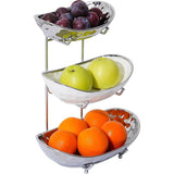 Fruitrek met 3 etages, keramiek, fruitschaal voor keuken, modern metalen frame, fruitschalen op het werkblad