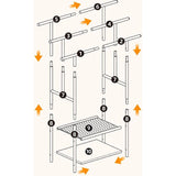 Hand Towel Rail Standing with 3 Towel Rails Bath Towel Holder 2 Open Shelves Space Saving Dark Brown/Black