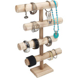 4 niveaus sieradenstandaard, houten kettingen, opbergen, sieradenorganizer, 48 cm hoog, sieradenboom voor kettingen, armbanden, horloges, scrunchies en armbanden, T-bar, nachtkastorganizer,