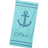 Badhanddoek ankermotief, 90x180cm, 100% katoen, zacht, absorberend XXL handdoek, strandhanddoek, lighanddoek, maritiem